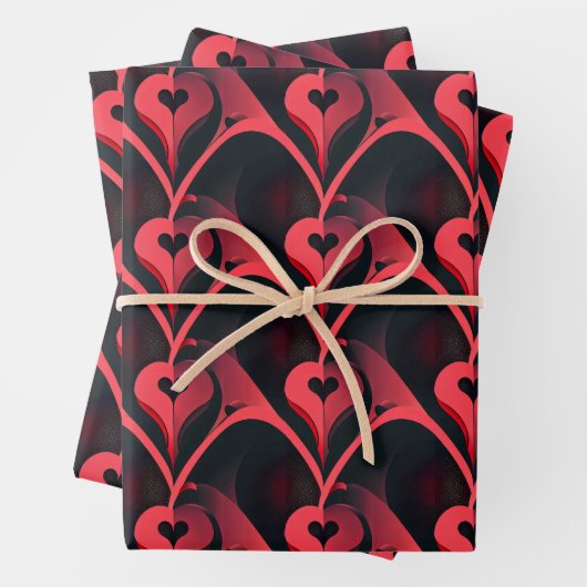 ダーク&抽象芸術ラブエレガントハートバレンタインデー ラッピングペーパーシート (インサイチュ)
