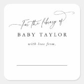 ダーシークラシック白黒ベビーシャワー蔵書票 スクエアシール (正面)