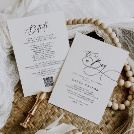 ダーシークラシック白黒It's A Boy Baby Shower 招待状