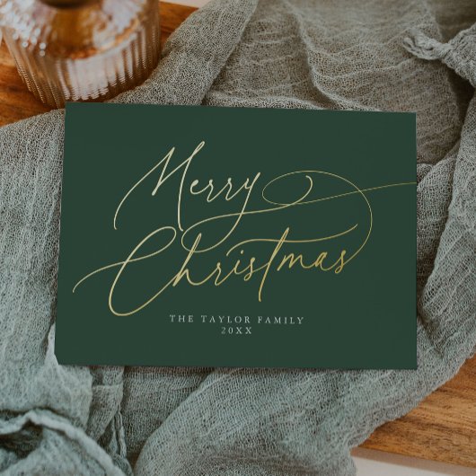 ダーシーグリーンフォイルファミリーヴィンテージメリークリスマス 箔シーズンカード