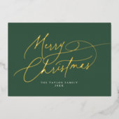 ダーシーグリーンフォイルファミリーヴィンテージメリークリスマス 箔シーズンカード (正面)