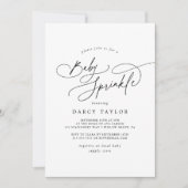 ダーシーミニマルユニークリスト白黒ベビー散布 招待状 (正面)