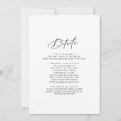 ダーシーミニマルユニークリスト白黒ベビー散布 招待状 (裏面)