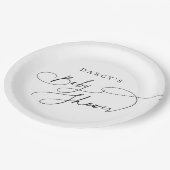 ダーシーモダンミニマル白黒ベビーシャワー ペーパープレート (アングル)