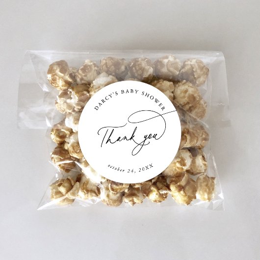 ダーシーモダン白黒ベイビーシャワーありがとう ラウンドシール