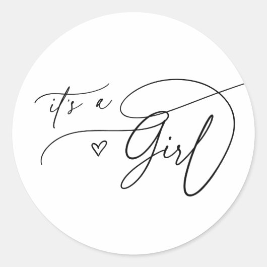 ダーシーモダン白黒女の子の赤ちゃんシャワー ラウンドシール (正面)