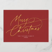 ダーシーレッドゴールドフォイルファミリーヴィンテージメリークリスマス 箔シーズンカード (正面)