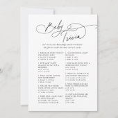 ダーシー ブラック ホワイト ベビーシャワー トリビア ゲーム カード (正面)