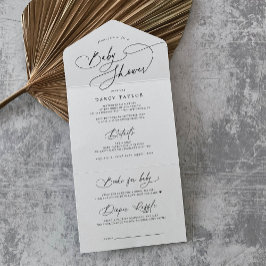 ダーシー モダン ブラック ホワイト おむつくじ ベビーシャワー オールインワン招待状