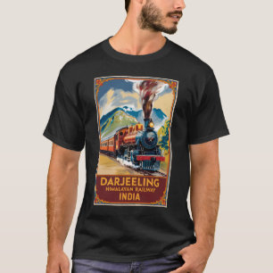 ダージェリンインディアトレインパインタリー旅行アートレトロ Tシャツ
