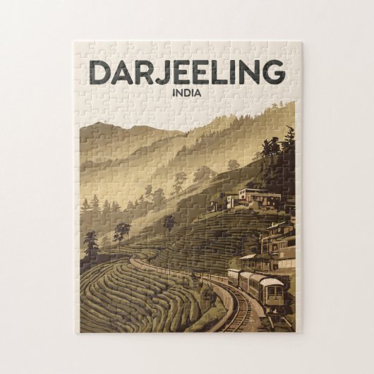 ダージェリンインドイラストレーショントラベルアートヴィンテージ ジグソーパズル (縦)