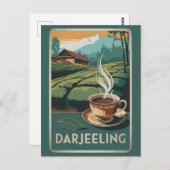 ダージェリングインドティートラベルアートヴィンテージ ポストカード (正面/裏面)
