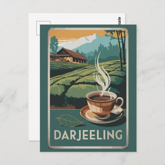 ダージェリングインドティートラベルアートヴィンテージ ポストカード (正面/裏面)
