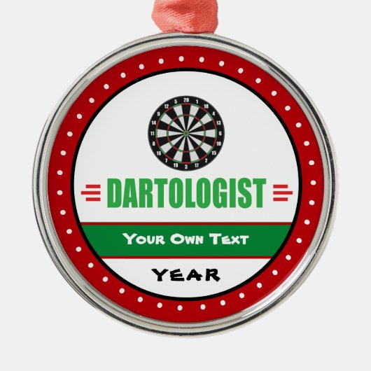 ダーツおもしろいゲーム愛好家 メタルオーナメント (正面)