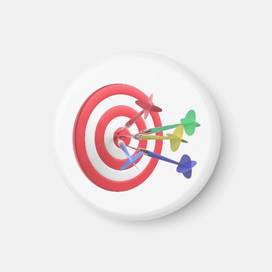 ダーツがダーツボードの中央を打つ マグネット (正面)