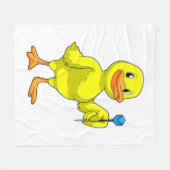 ダーツでアヒル フリースブランケット (正面(横))