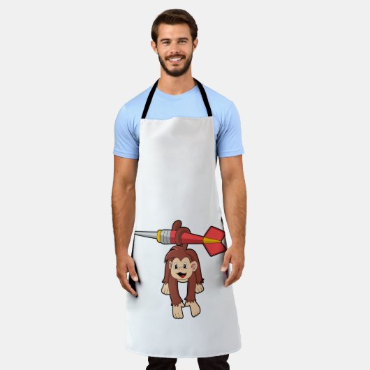 ダーツでサル エプロン (着用した状態)