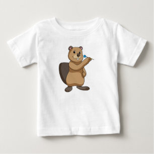ダーツでビーバーアットダーツ ベビーTシャツ