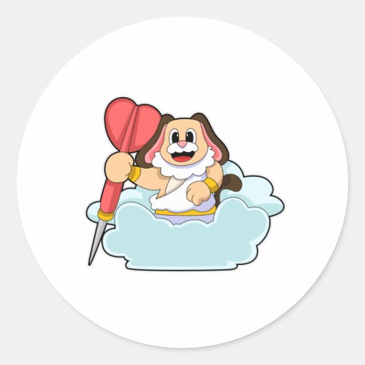 ダーツで犬 ラウンドシール (正面)