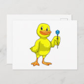 ダーツで遊ぶダック ポストカード (正面/裏面)