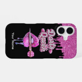 ダーツの女王 ギラギラ ピンク ドリップ iPhoneケース iPhone 16ケース (裏面横)