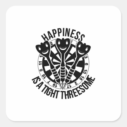 ダーツの幸福は3人で締め付けられている スクエアシール (正面)