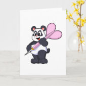 ダーツをプレイするパンダ カード (黄色い花)