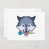 ダーツを投げるオオカミ ポストカード (正面/裏面)