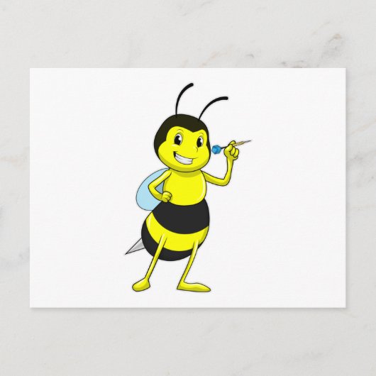 ダーツを投げるハチ ポストカード (正面)