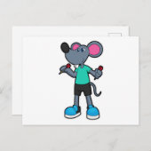 ダーツを投げるマウス ポストカード (正面/裏面)