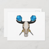 ダーツを投げる牛 ポストカード (正面/裏面)