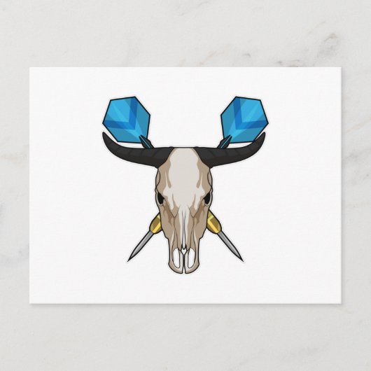 ダーツを投げる牛 ポストカード (正面)