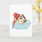 ダーツを投げる犬 カード (黄色い花)