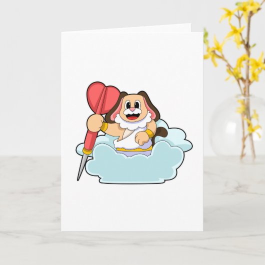 ダーツを投げる犬 カード (黄色い花)