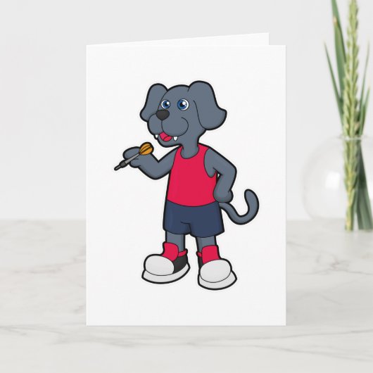 ダーツを投げる犬 カード (正面)