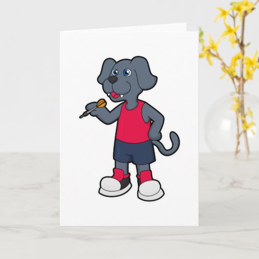 ダーツを投げる犬 カード (黄色い花)