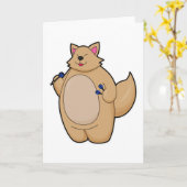 ダーツを投げる猫 カード (黄色い花)