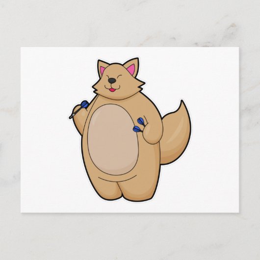 ダーツを投げる猫 ポストカード (正面)