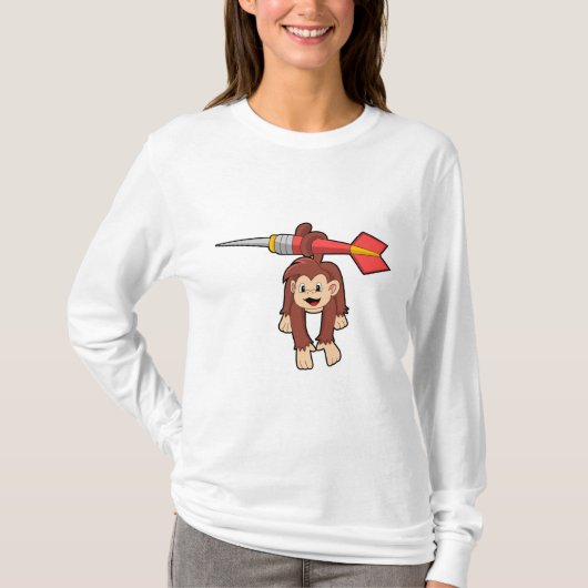 ダーツを持つサル Tシャツ (正面)