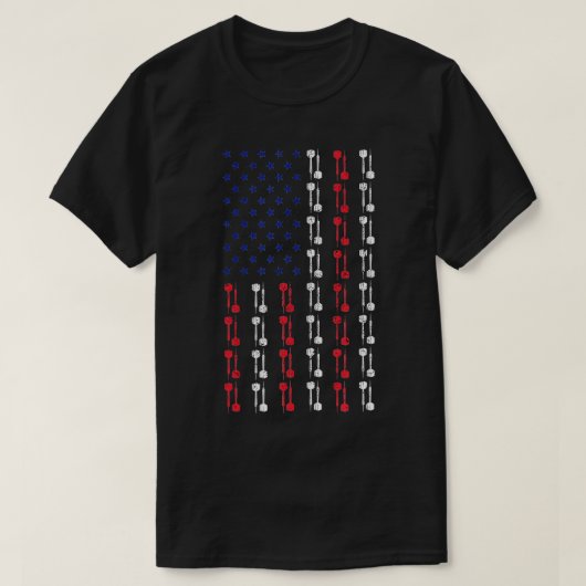 ダーツアメリカ国旗のブルシューター愛国的ダーツゲーム Tシャツ (デザイン正面)