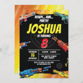 ダーツウォーゲーム誕生日招待状。ガンゲーム招待状 招待状 (正面/裏面)