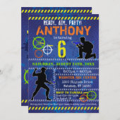 ダーツウォーズパーティーブラスターガン誕生日 招待状 (正面/裏面)