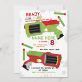 ダーツガンおもしろいエイムシュートパーティー誕生日 招待状 (正面)