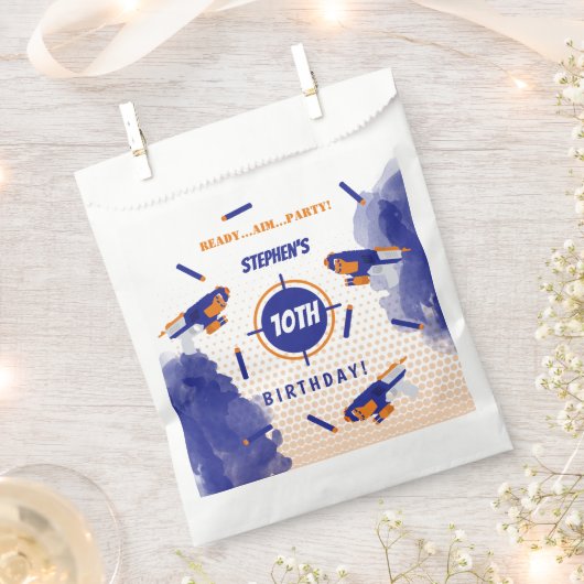 ダーツガンバトルウォーズ少年の誕生日パーティー フェイバーバッグ (クリップ留めされた状態)