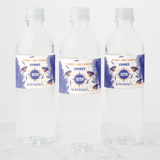 ダーツガンバトルウォーズ少年の誕生日パーティー ペットボトルラベル (ボトル)