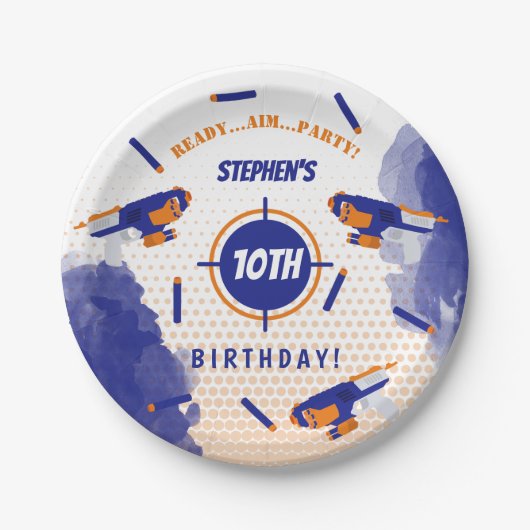 ダーツガンバトルウォーズ少年の誕生日パーティー ペーパープレート (正面)