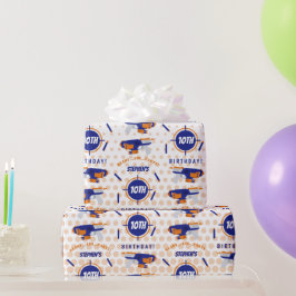 ダーツガンバトルウォーズ少年誕生日少年の名前の年齢 ラッピングペーパー