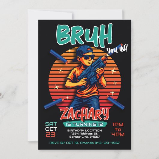 ダーツガンバースデーパーティーの招待 招待状 (正面)