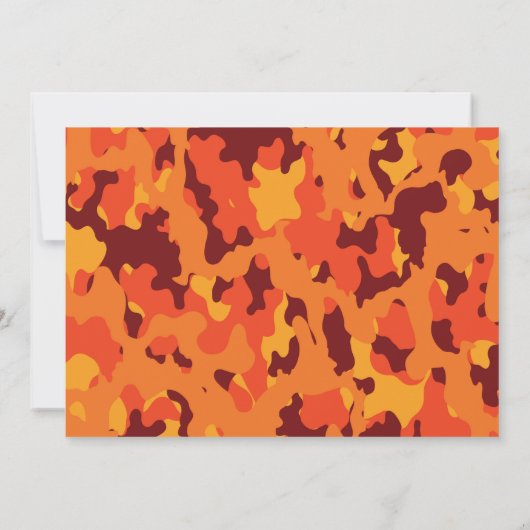 ダーツガンパーティー誕生日フォトブルーオレンジ迷彩柄 招待状 (裏面)