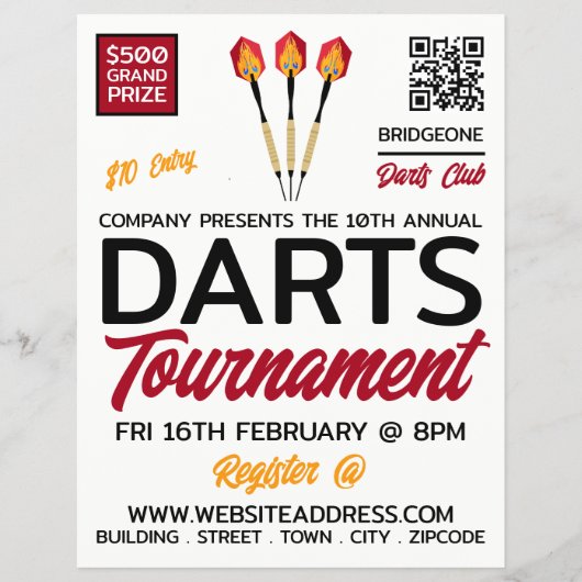 ダーツデザイン、ダーツ広告トーナメント チラシ (正面)
